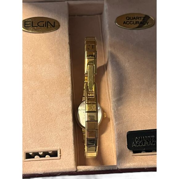 Elgin Ladies Quartz Watch Gold Tone Black Dial EJ192-048 NIB w/new battery - Picture 4 of 15